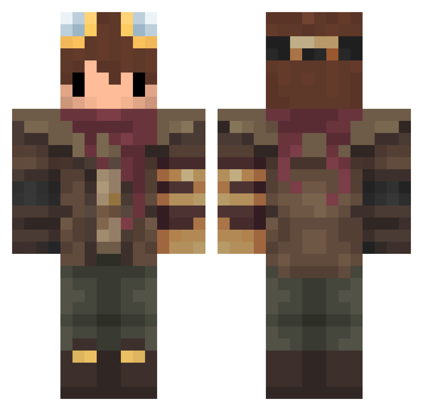 zThakios Minecraft skin, front and back view