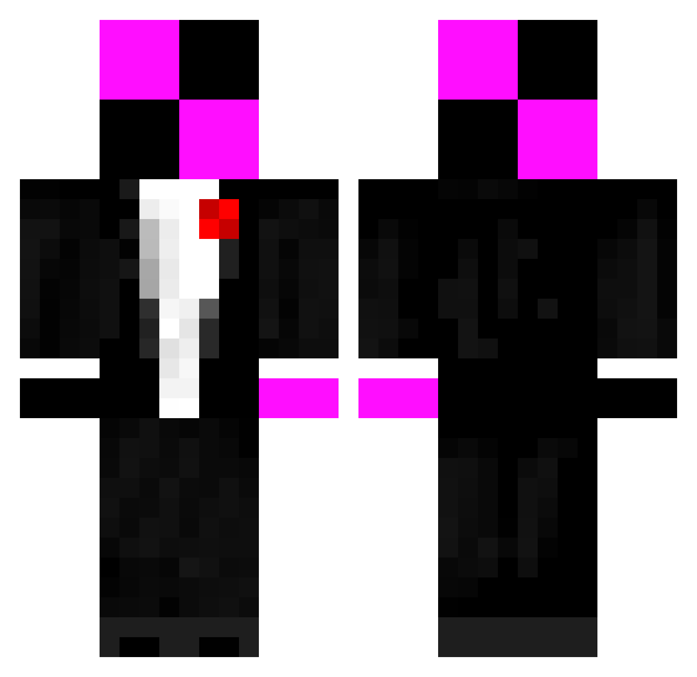 nullexe Minecraft skin, front and back view