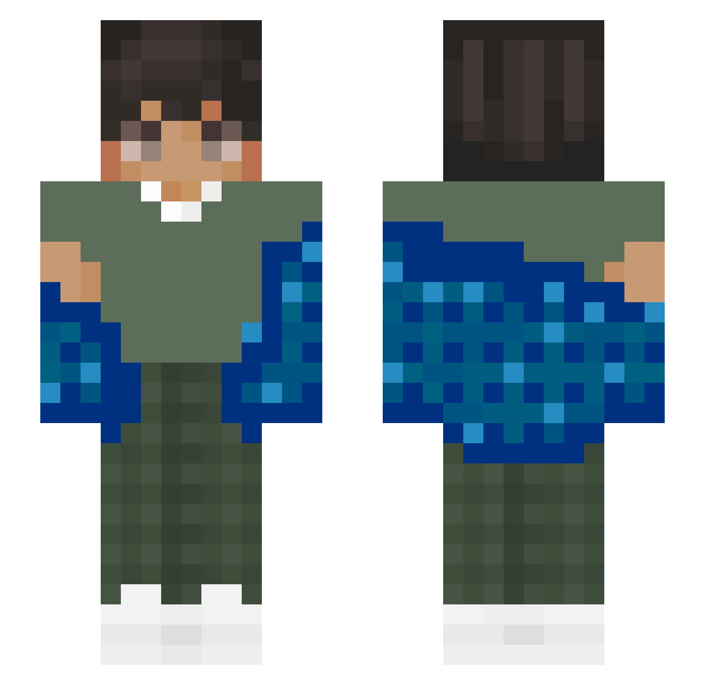 Wasteoffmoney Minecraft skin, front and back view