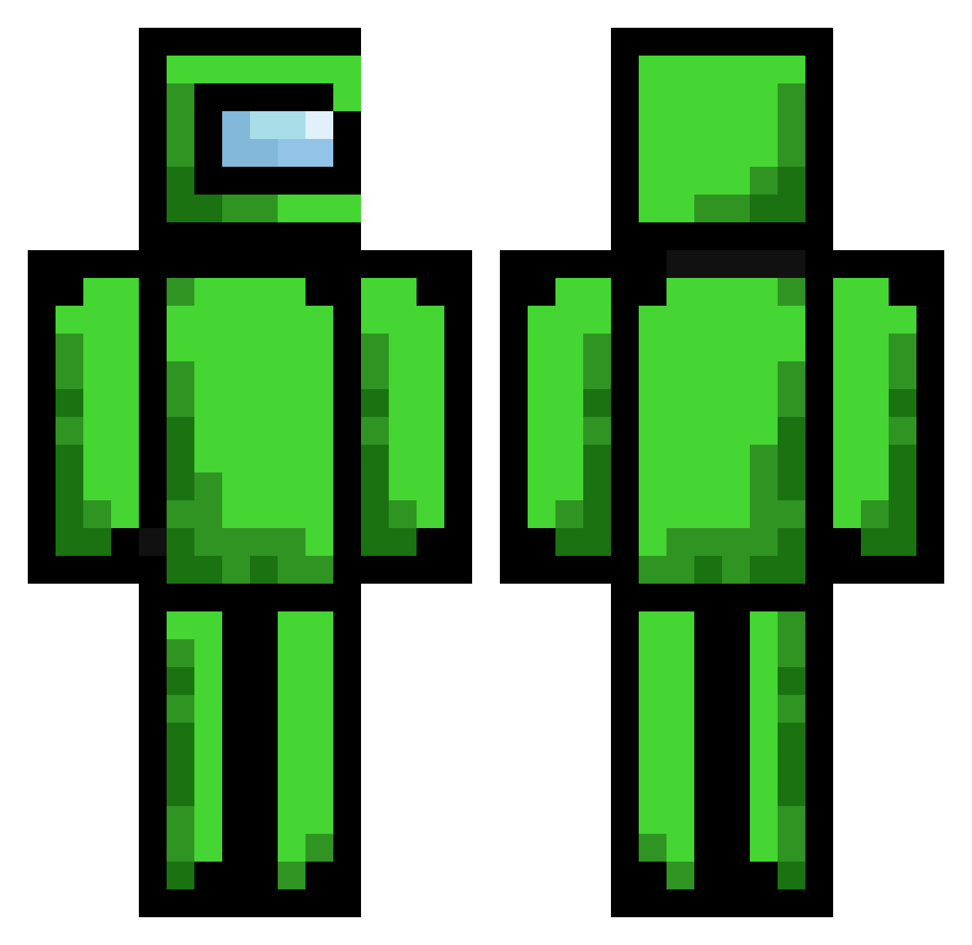 DefensiveJeans Minecraft skin, front and back view