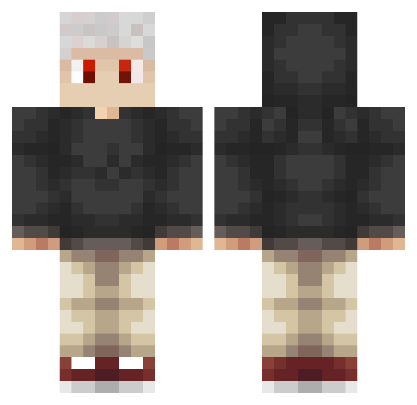 Commanding Minecraft skin, front and back view