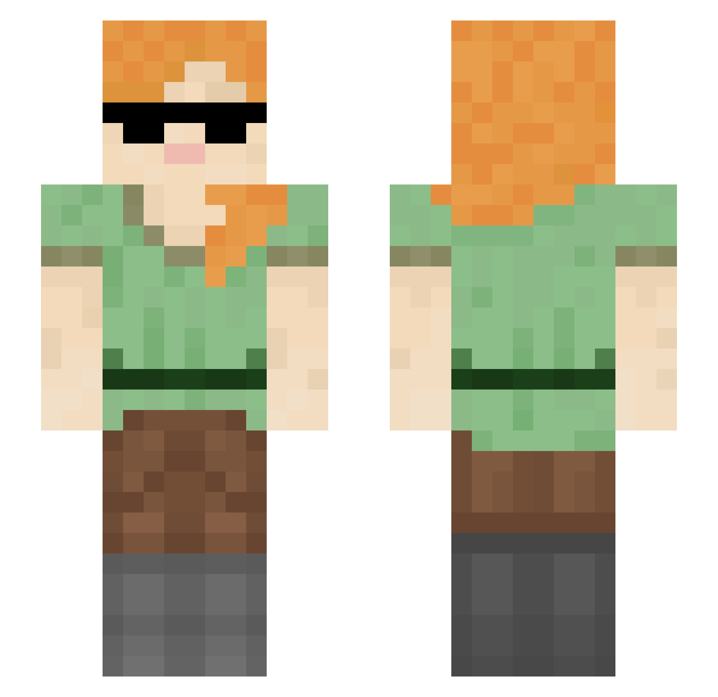 ksxbvs Minecraft skin, front and back view