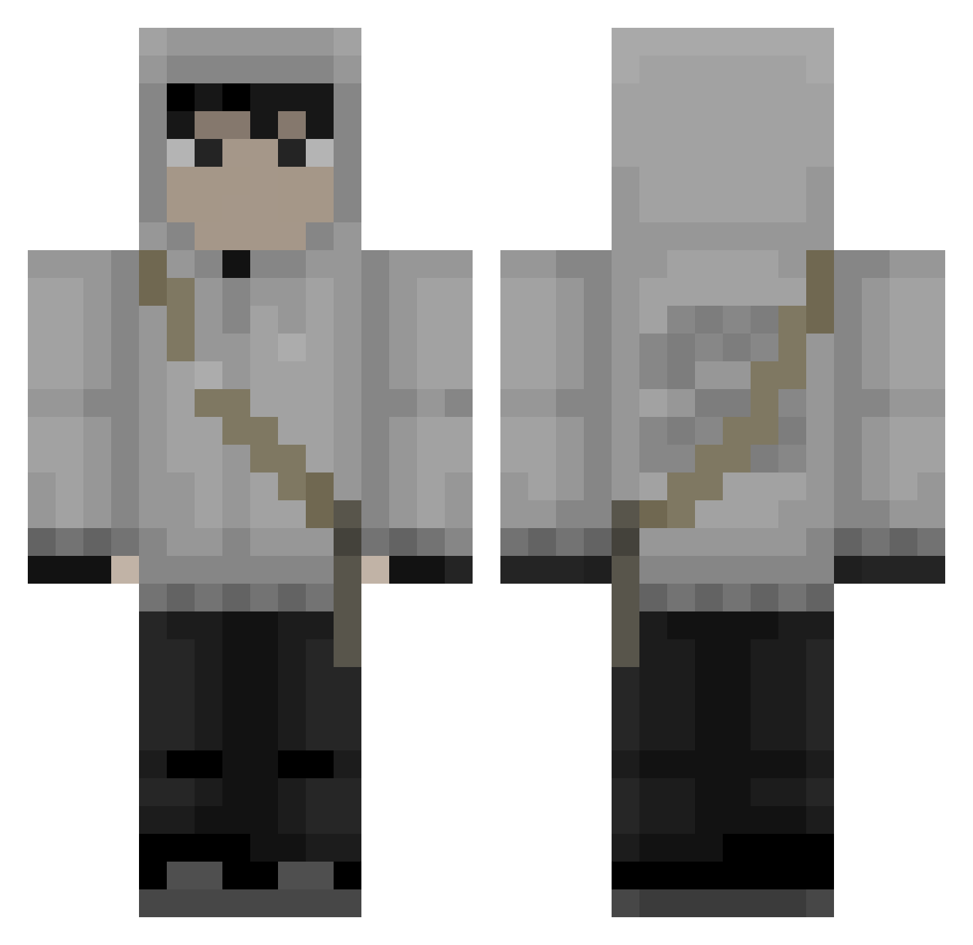 PandaIS Minecraft skin, front and back view