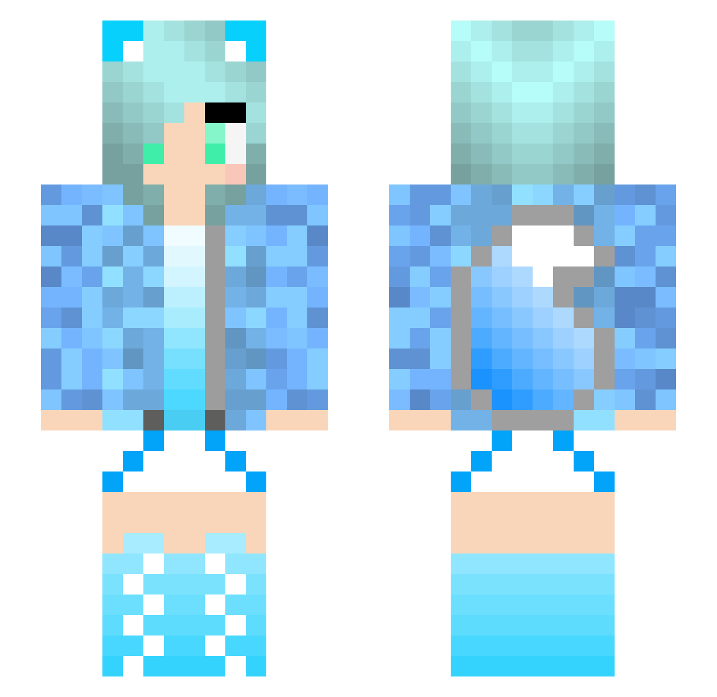 vocalise Minecraft skin, front and back view