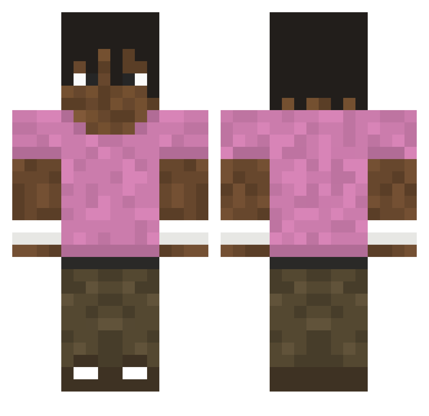 Timeful Minecraft skin, front and back view
