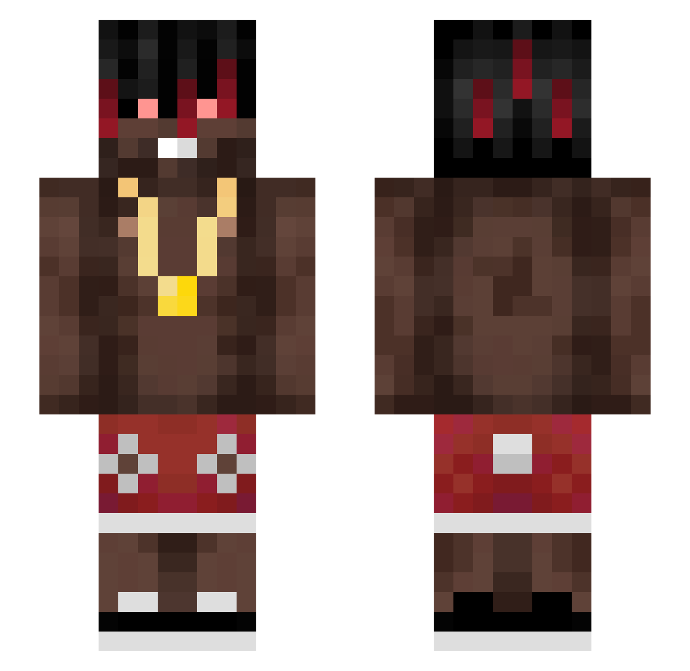 Xinoca13 Minecraft skin, front and back view