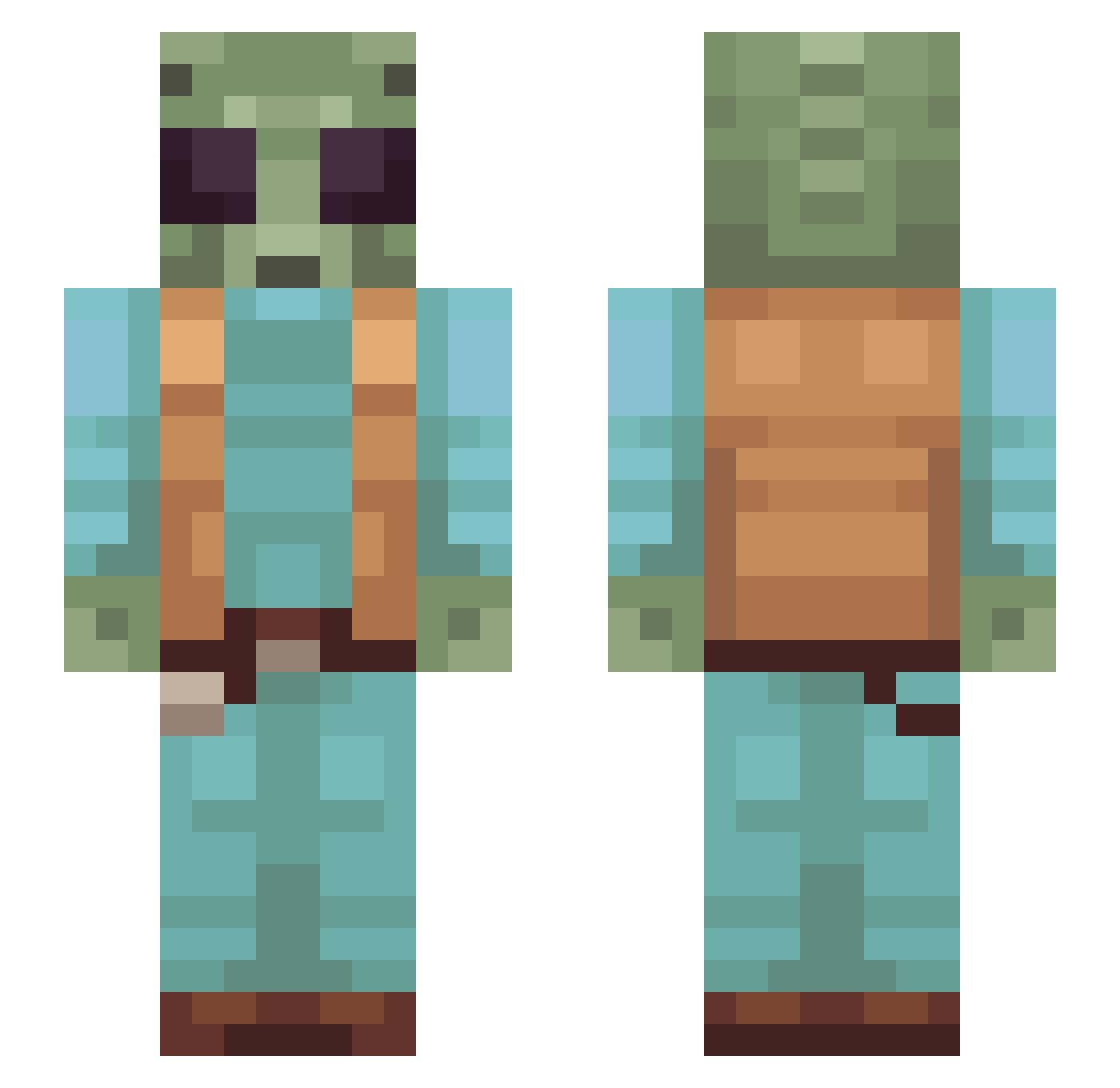 teab4g Minecraft skin, front and back view