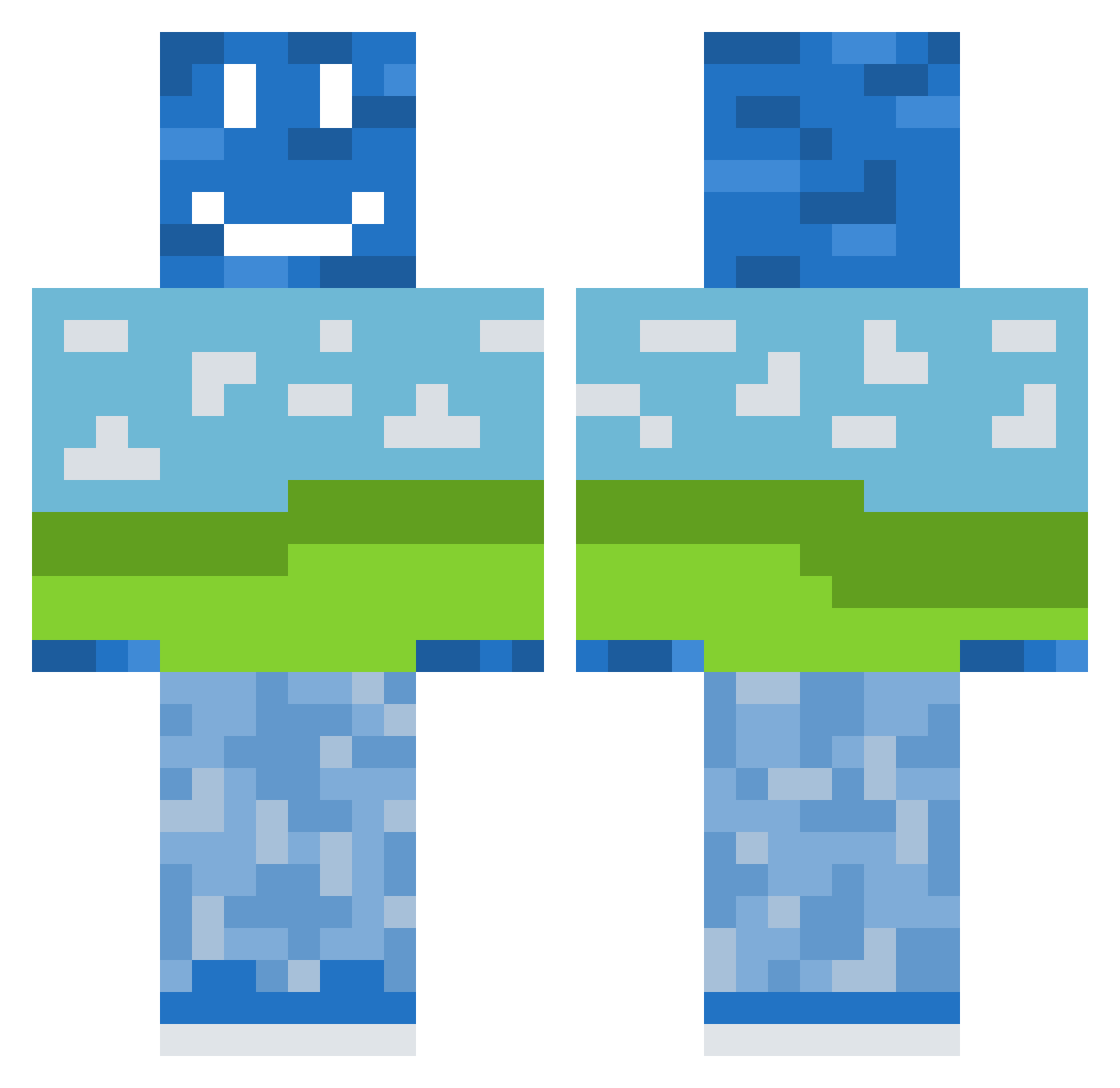 Hebino Minecraft skin, front and back view