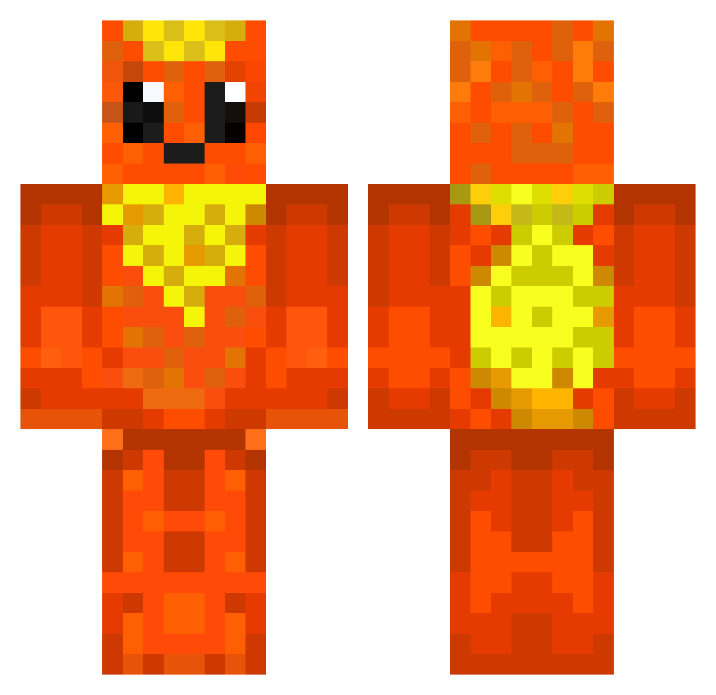 Barmecidal Minecraft skin, front and back view