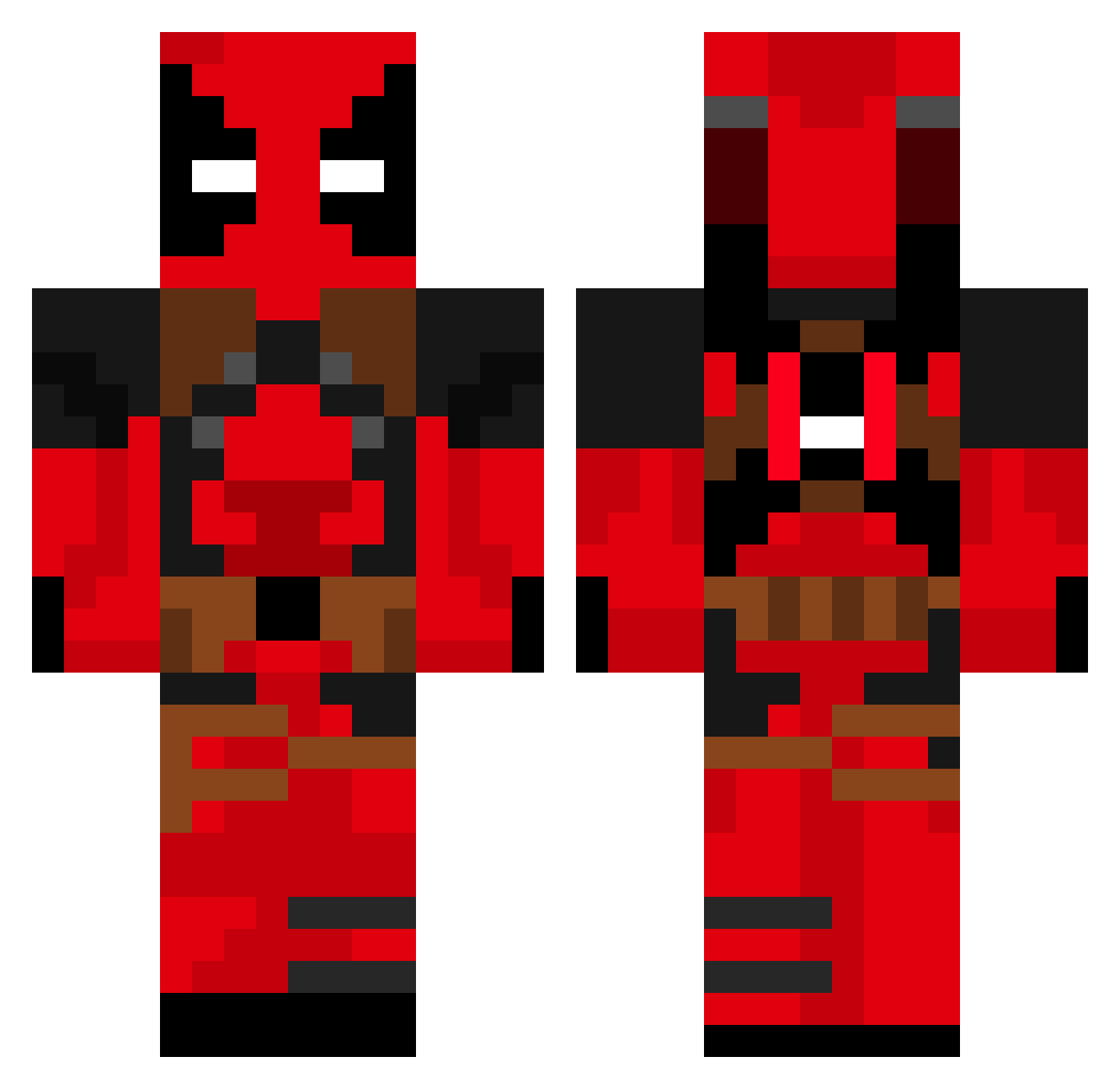 ItsMeHack Minecraft skin, front and back view