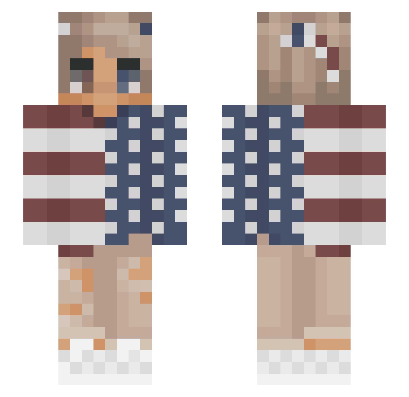 factorable Minecraft skin, front and back view
