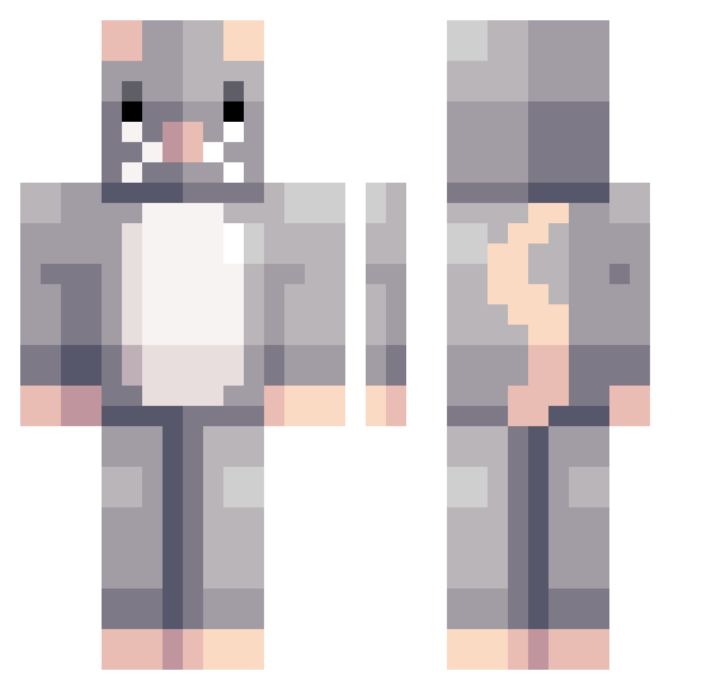 Piernas Minecraft skin, front and back view