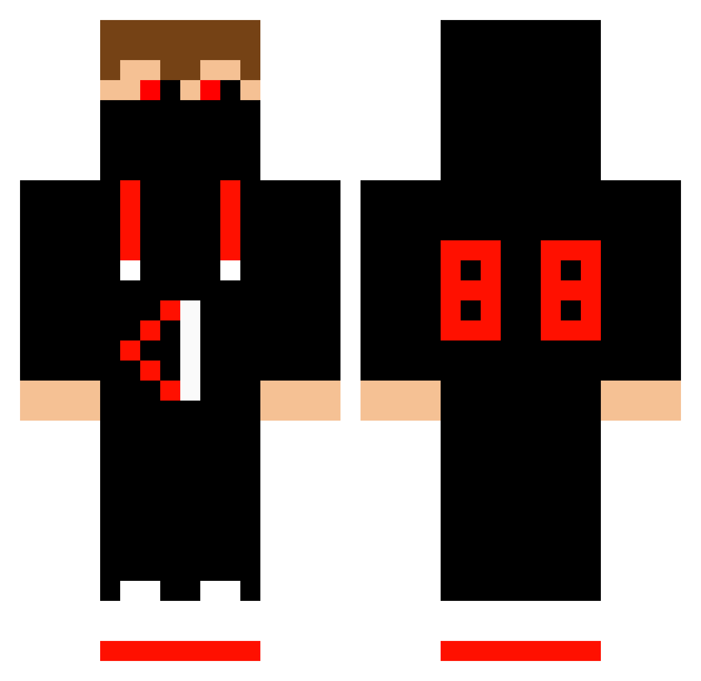 FatalityV Minecraft skin, front and back view