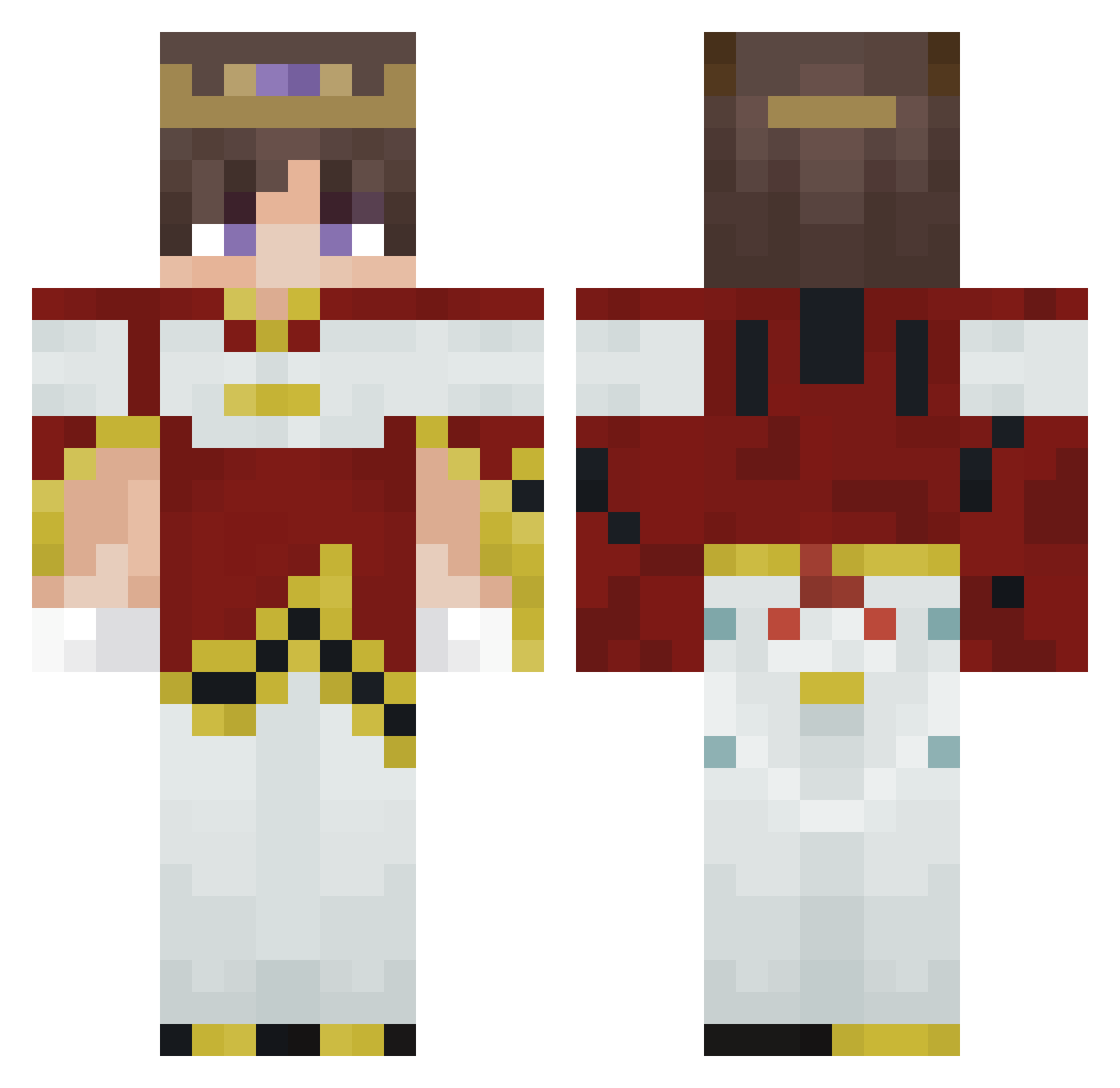 Mythicallos Minecraft skin, front and back view