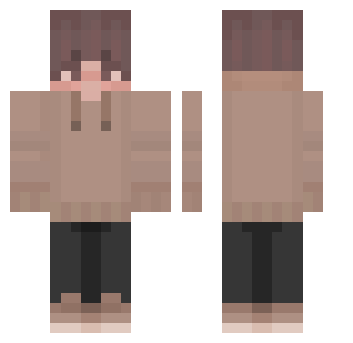 Claimywaters83 Minecraft skin, front and back view