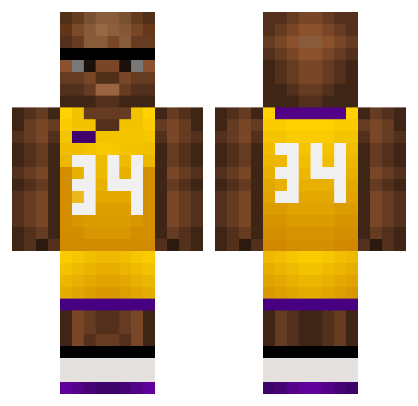 ShaquilleOneal34 Minecraft skin, front and back view
