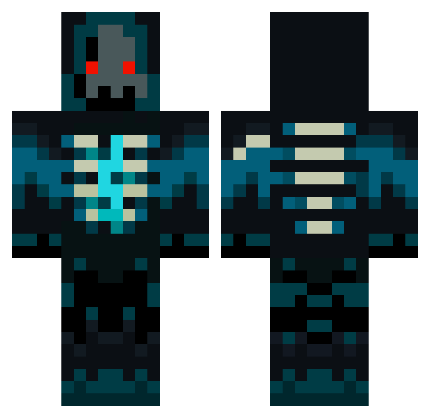 NiGhostLiving Minecraft skin, front and back view