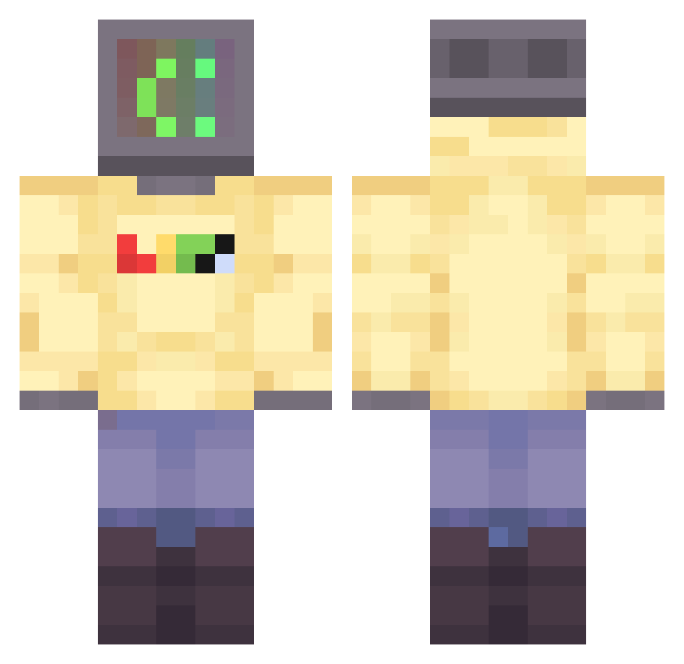 melon7373 Minecraft skin, front and back view