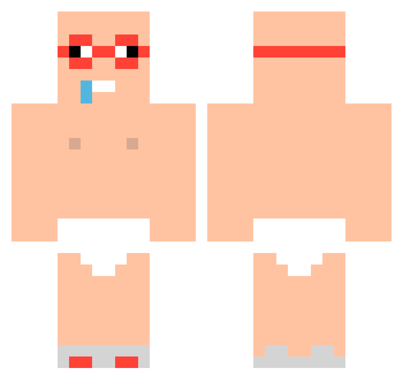 nexeez Minecraft skin, front and back view
