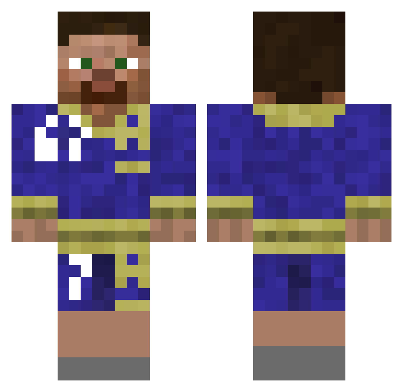 RV_01 Minecraft skin, front and back view