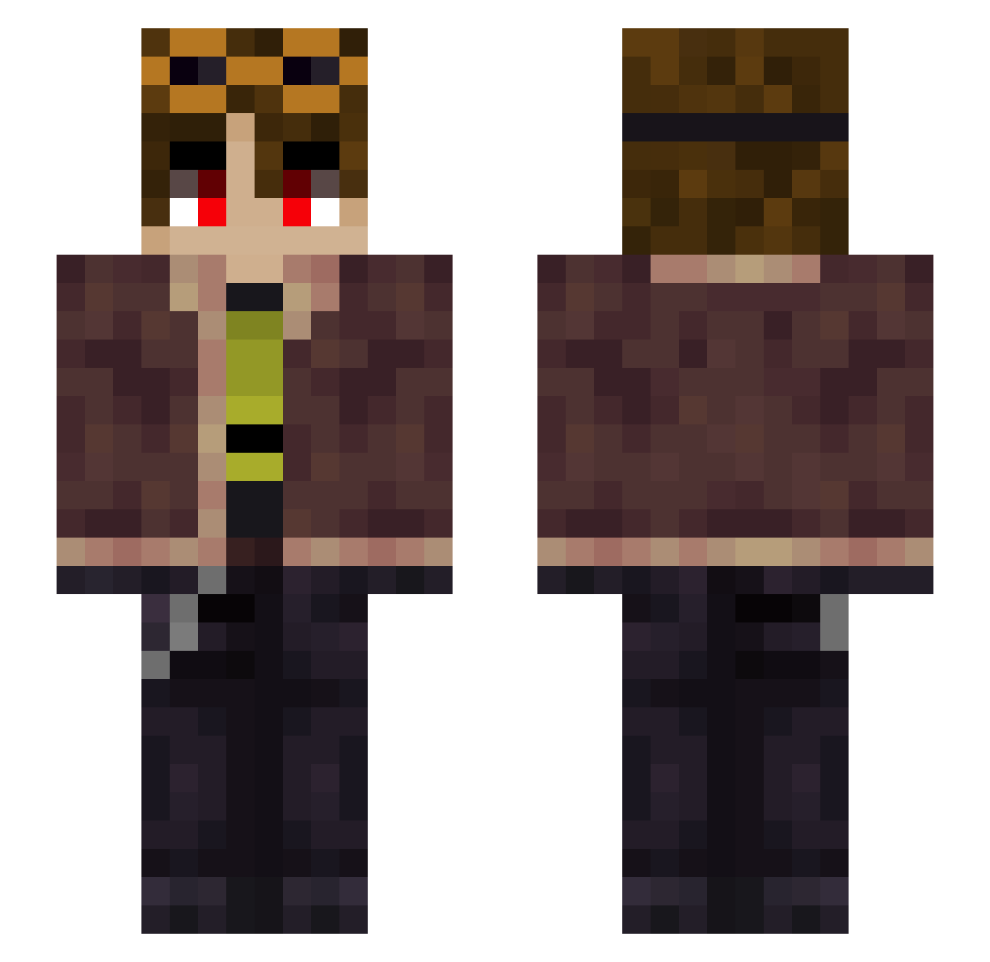 JikkanBreaker Minecraft skin, front and back view