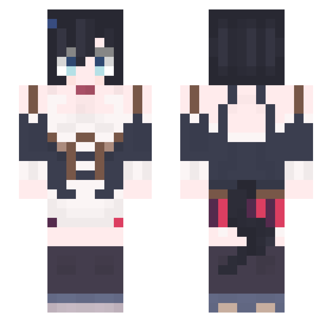 BannedText Minecraft skin, front and back view