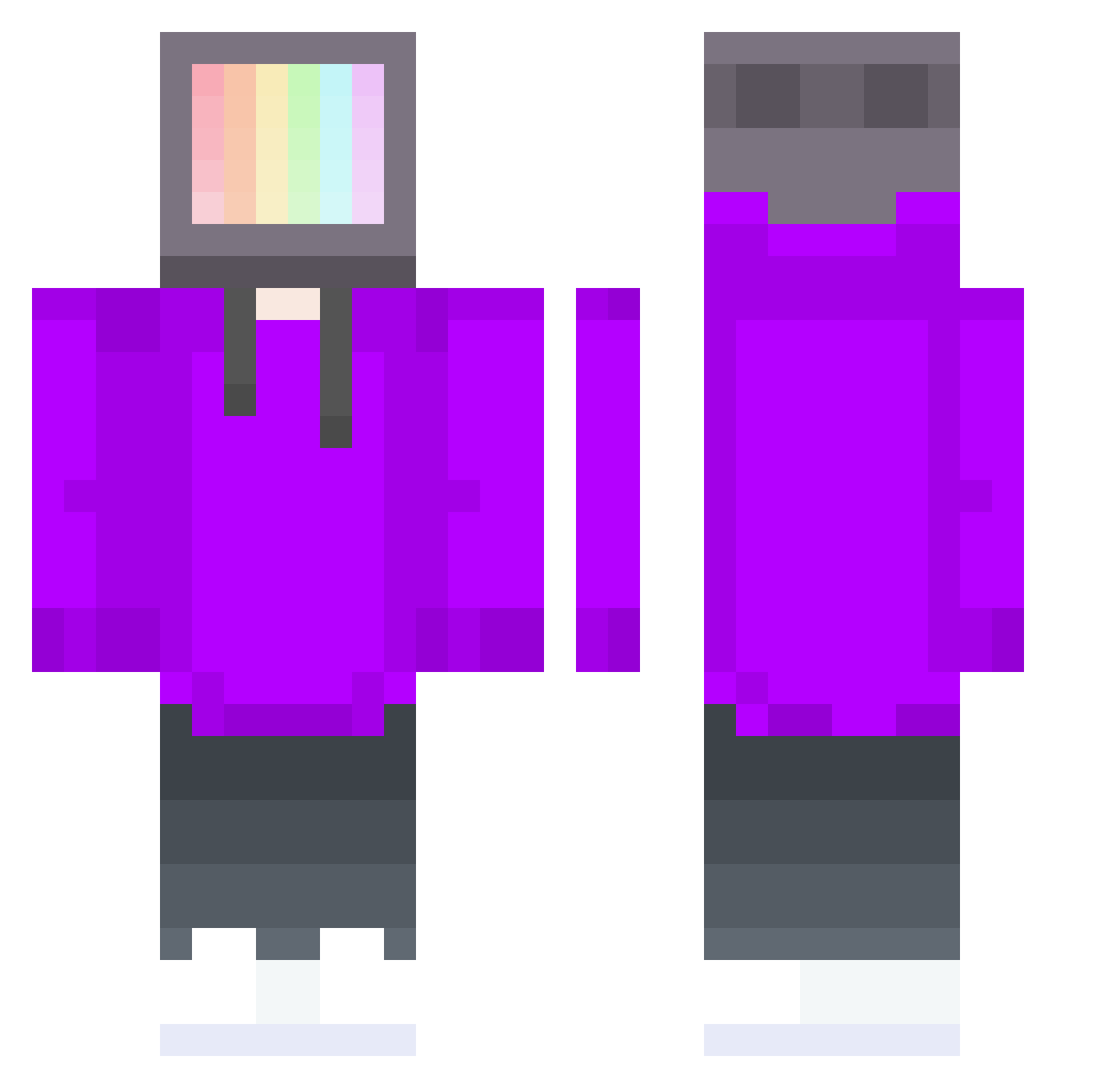 shadow767 Minecraft skin, front and back view