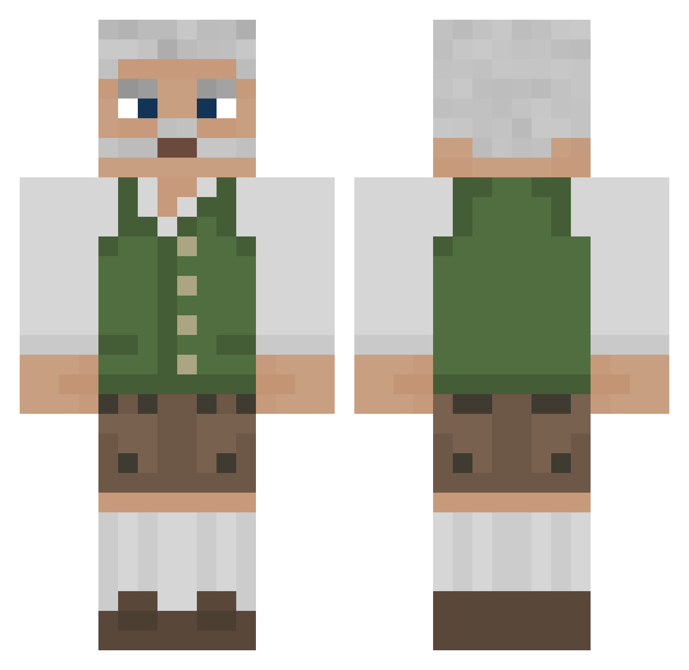 MayorNebo Minecraft skin, front and back view