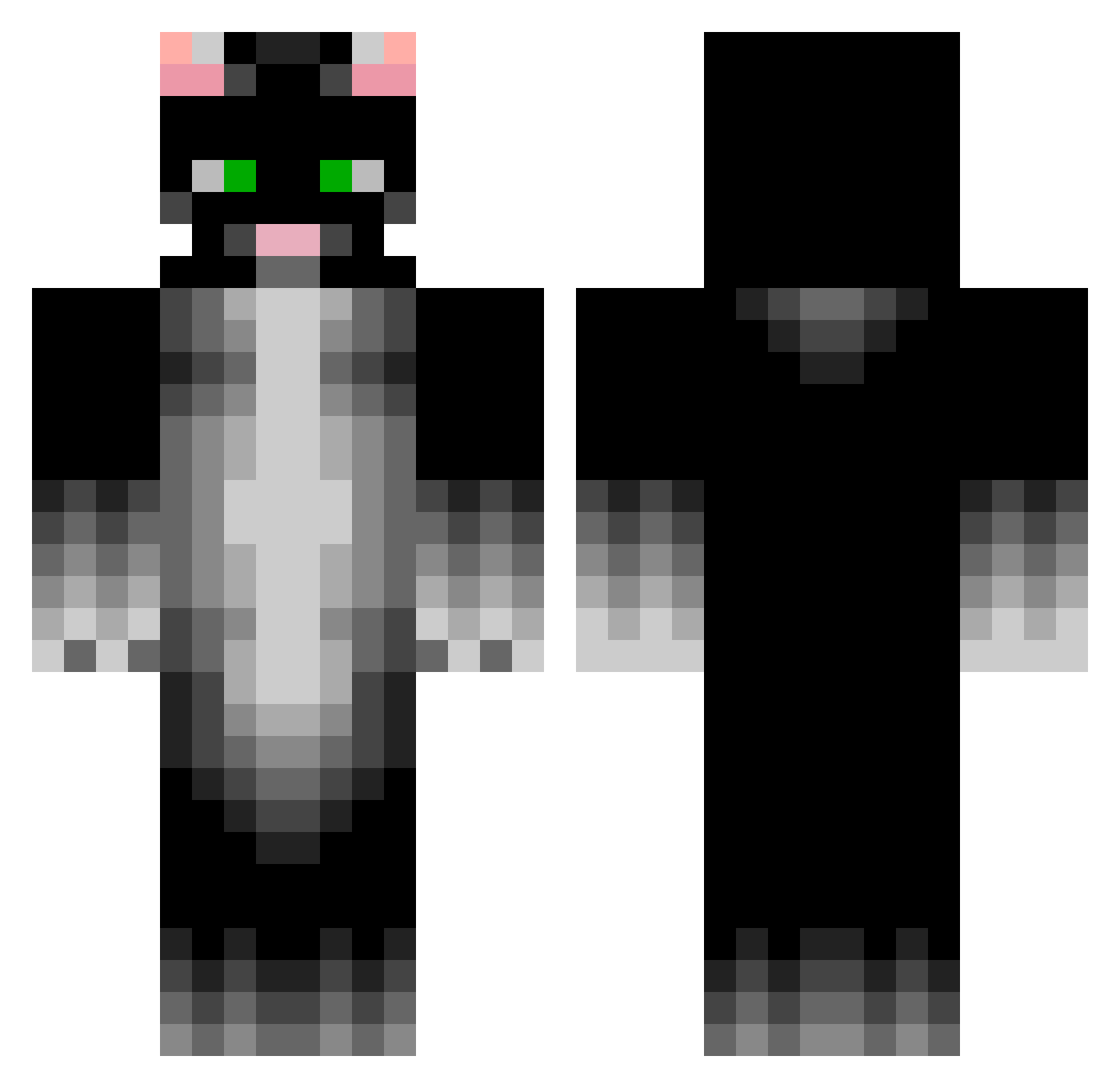 Valkarr Minecraft skin, front and back view