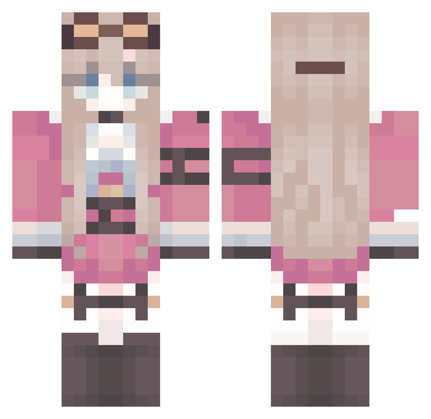 Yunnnya Minecraft skin, front and back view