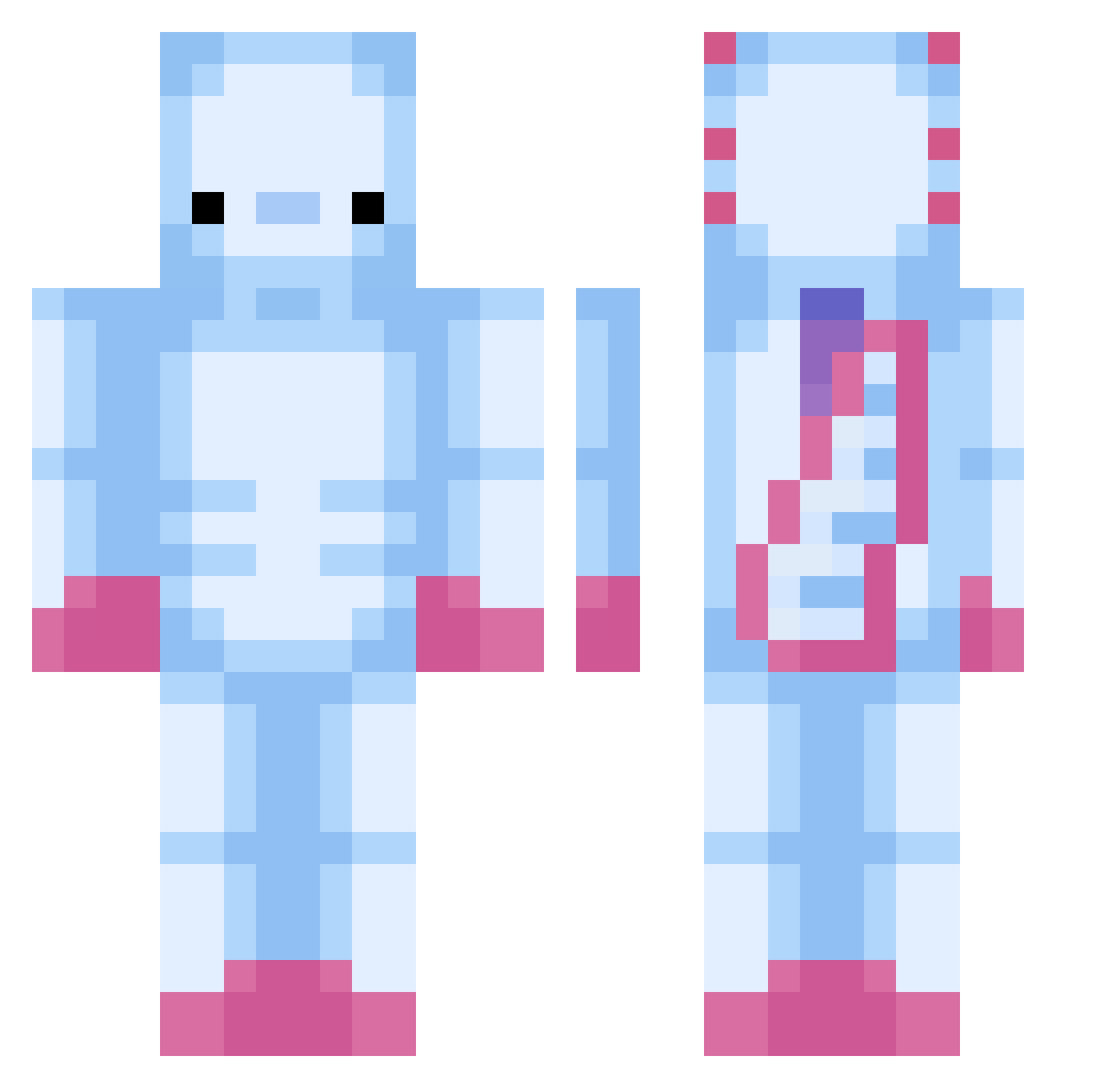 justviicky Minecraft skin, front and back view