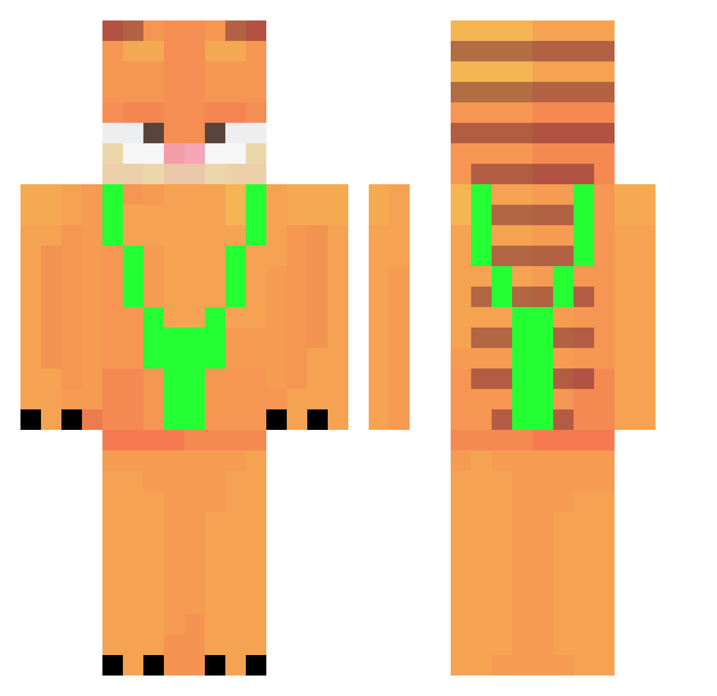Unrip Minecraft skin, front and back view