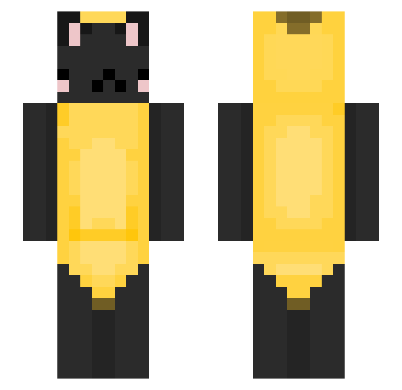 h6na Minecraft skin, front and back view
