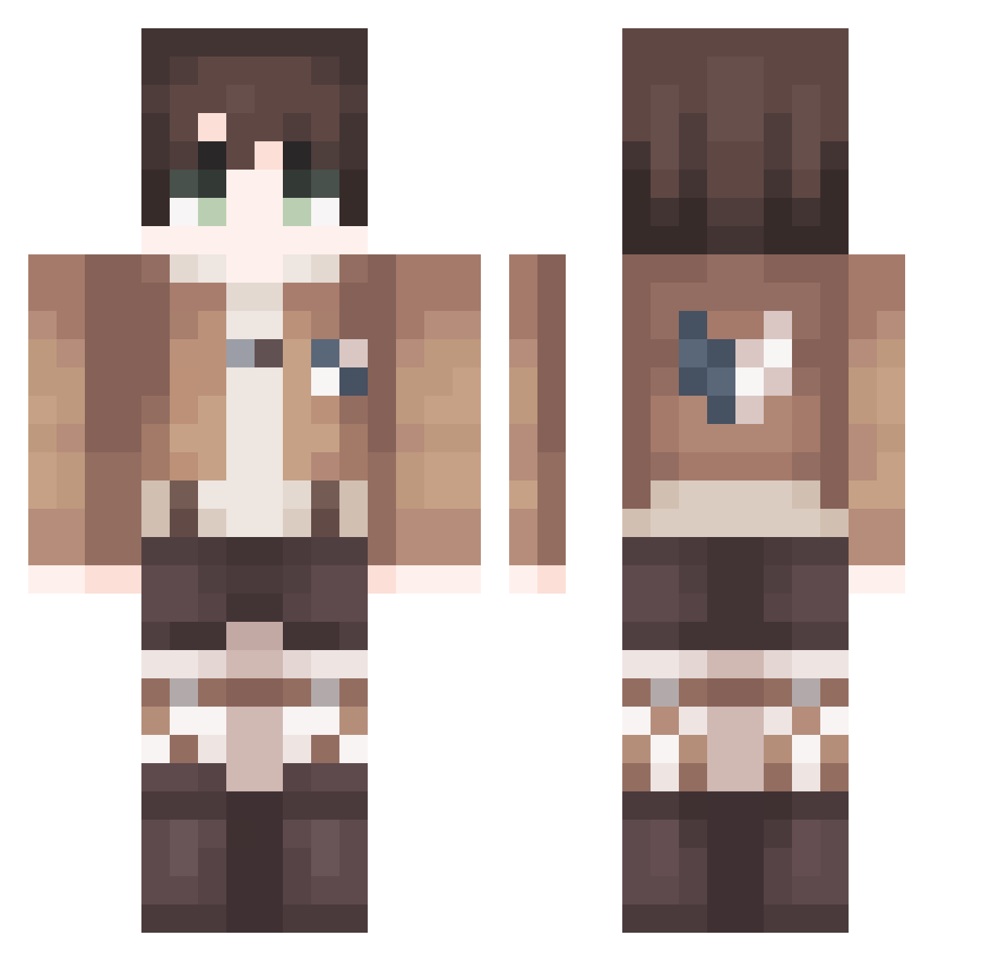 JaydeeTheGamer Minecraft skin, front and back view