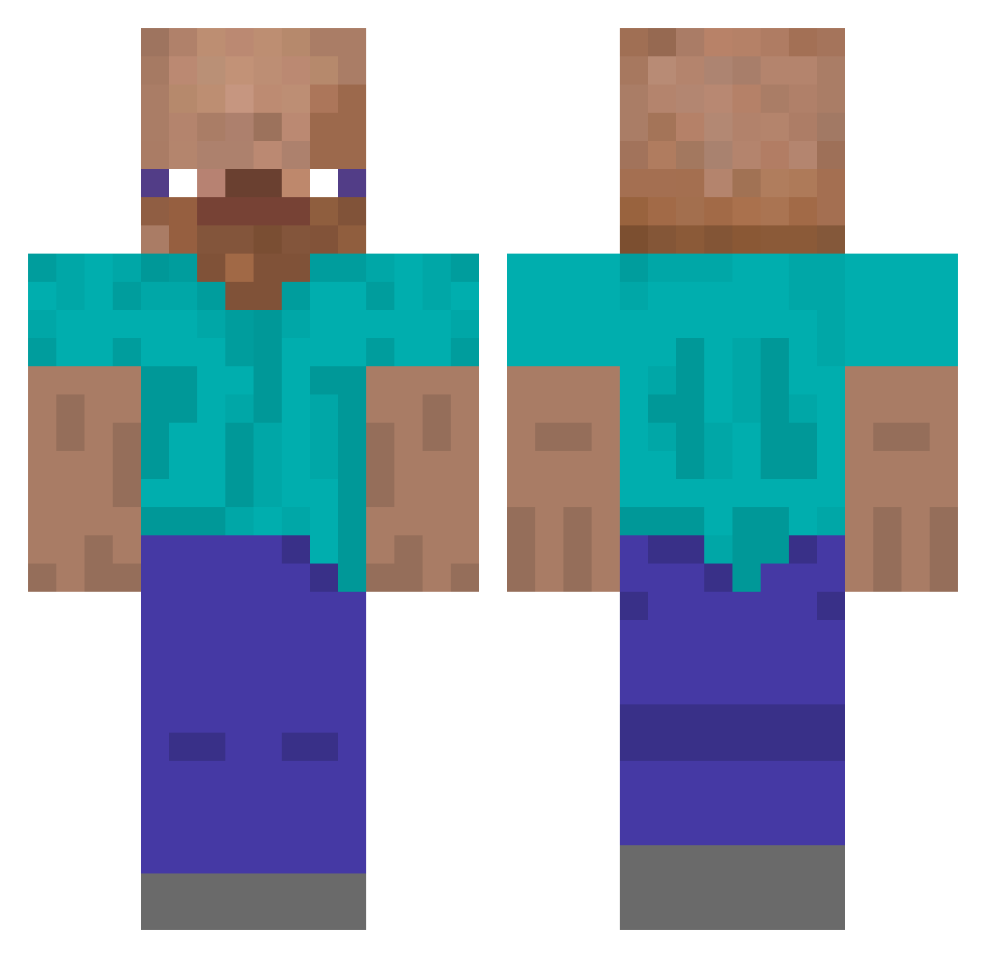 rotational Minecraft skin, front and back view