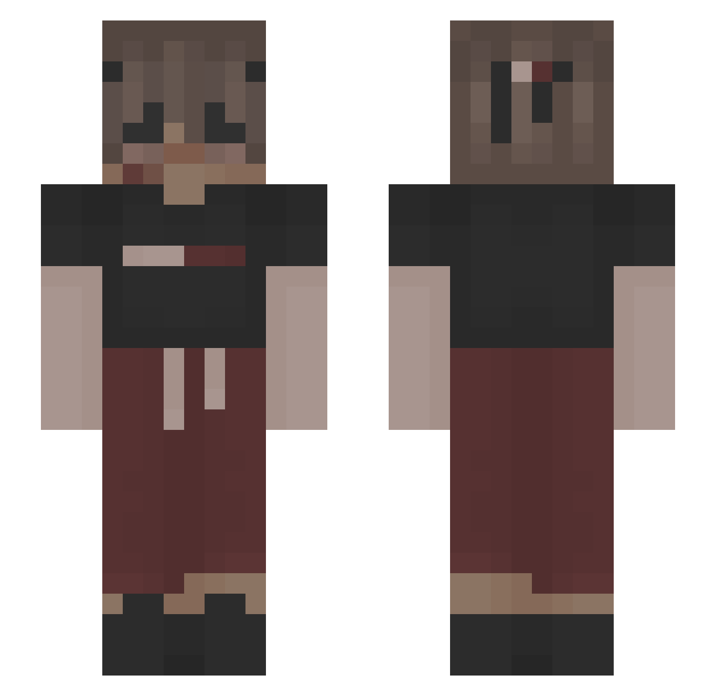 Syriaka Minecraft skin, front and back view