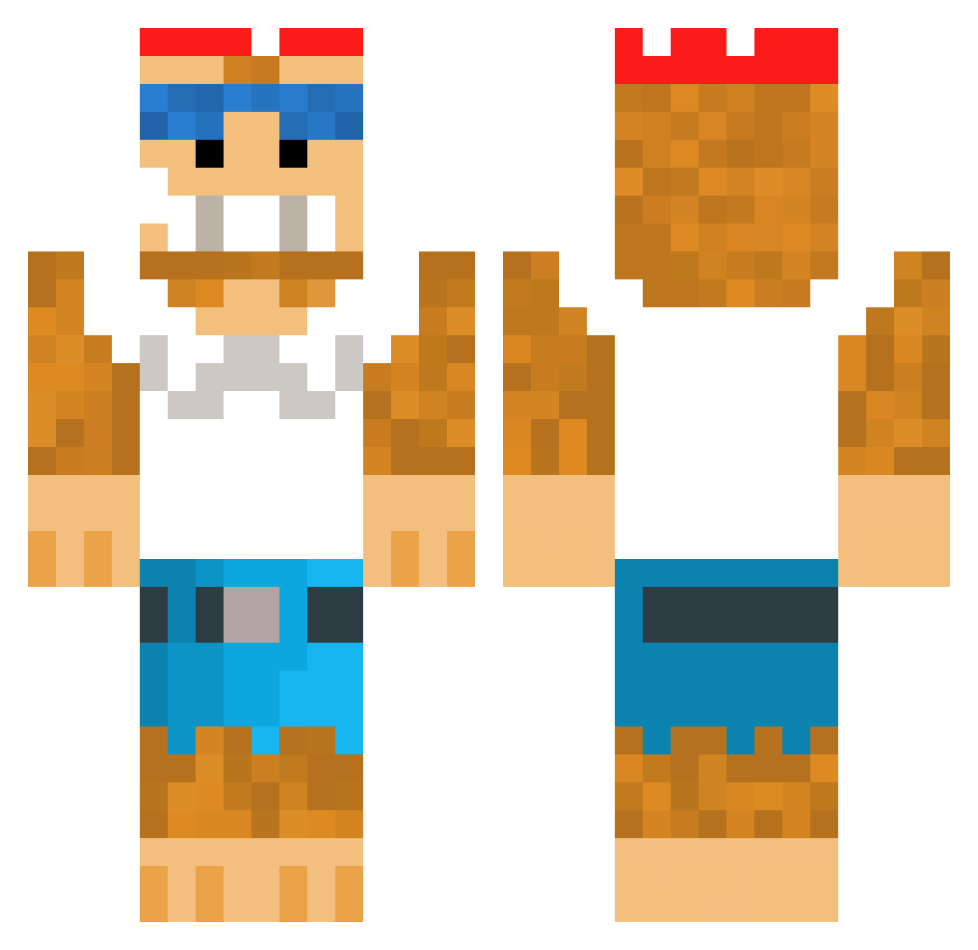 MrSev Minecraft skin, front and back view
