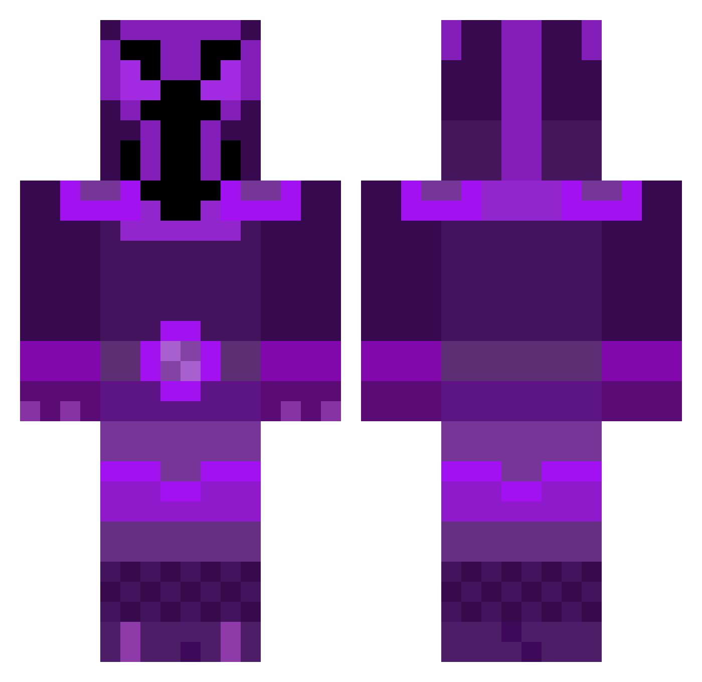 Exectum Minecraft skin, front and back view