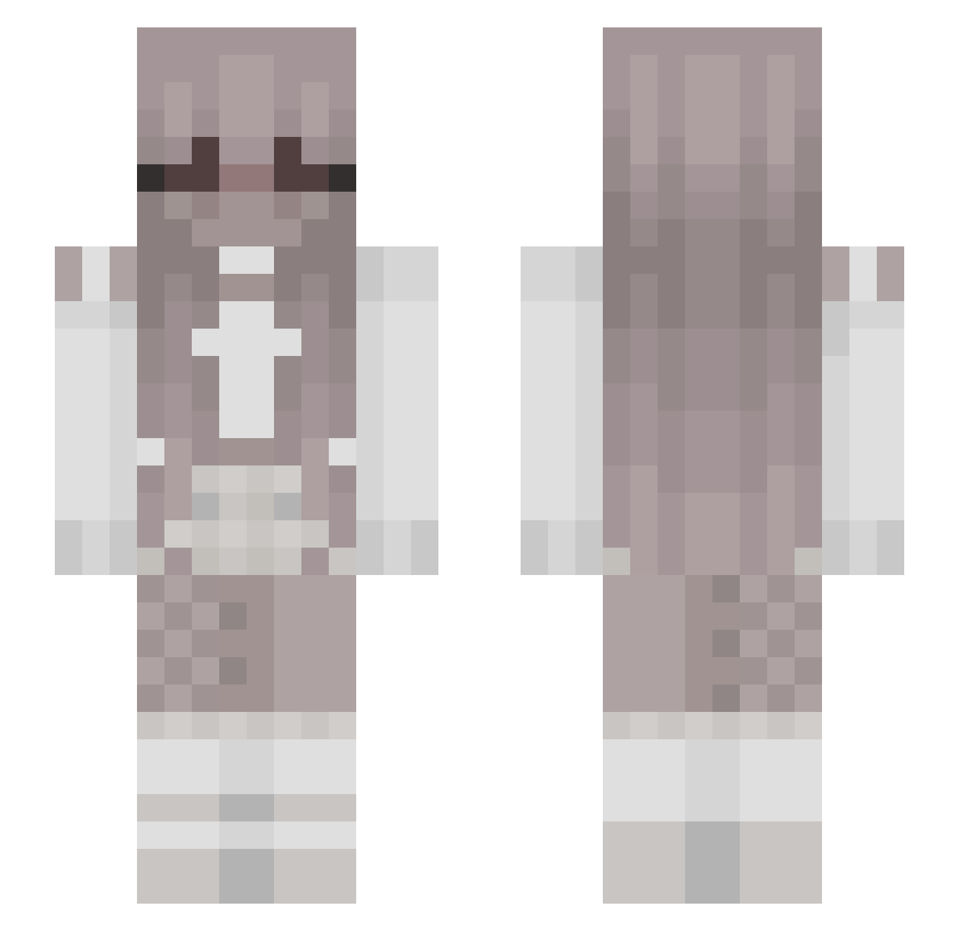 Aleists Minecraft skin, front and back view