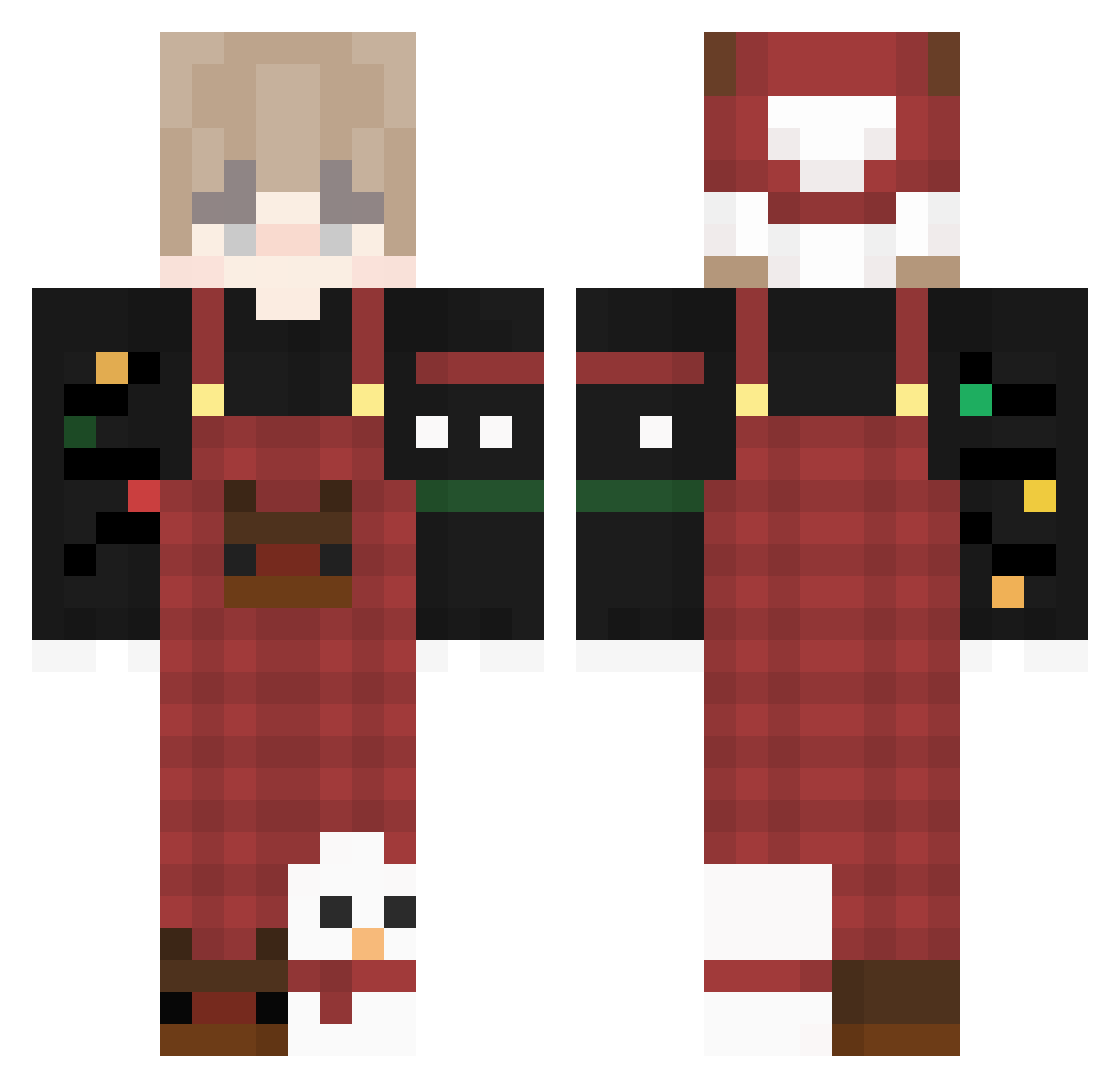 Setocide Minecraft skin, front and back view