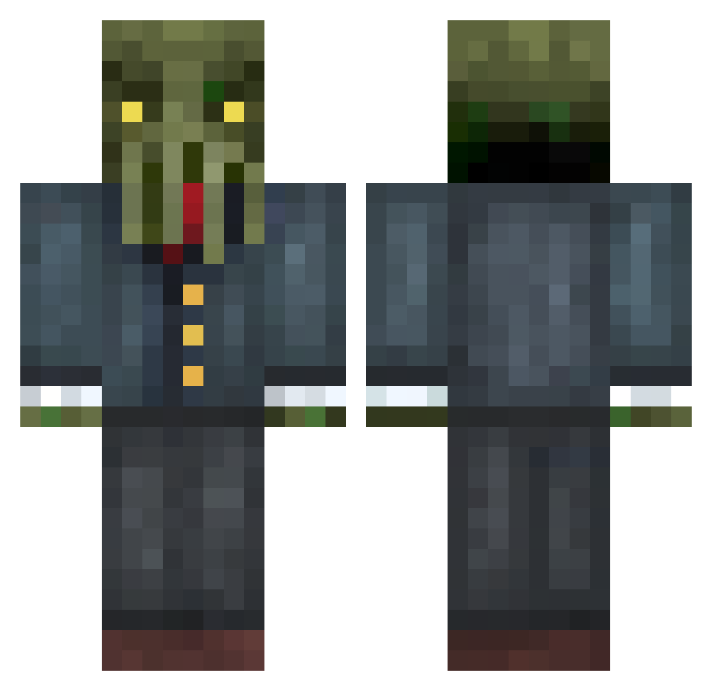 Sakemonster Minecraft skin, front and back view