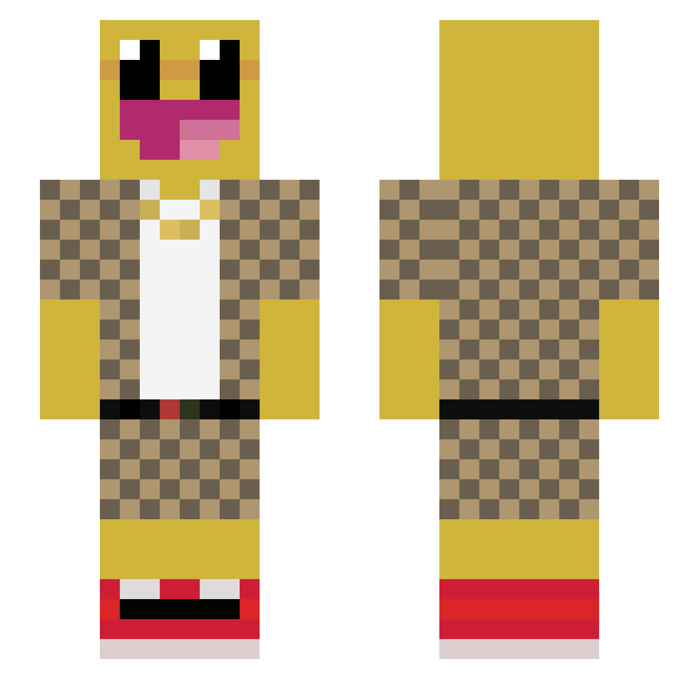 Podegole Minecraft skin, front and back view