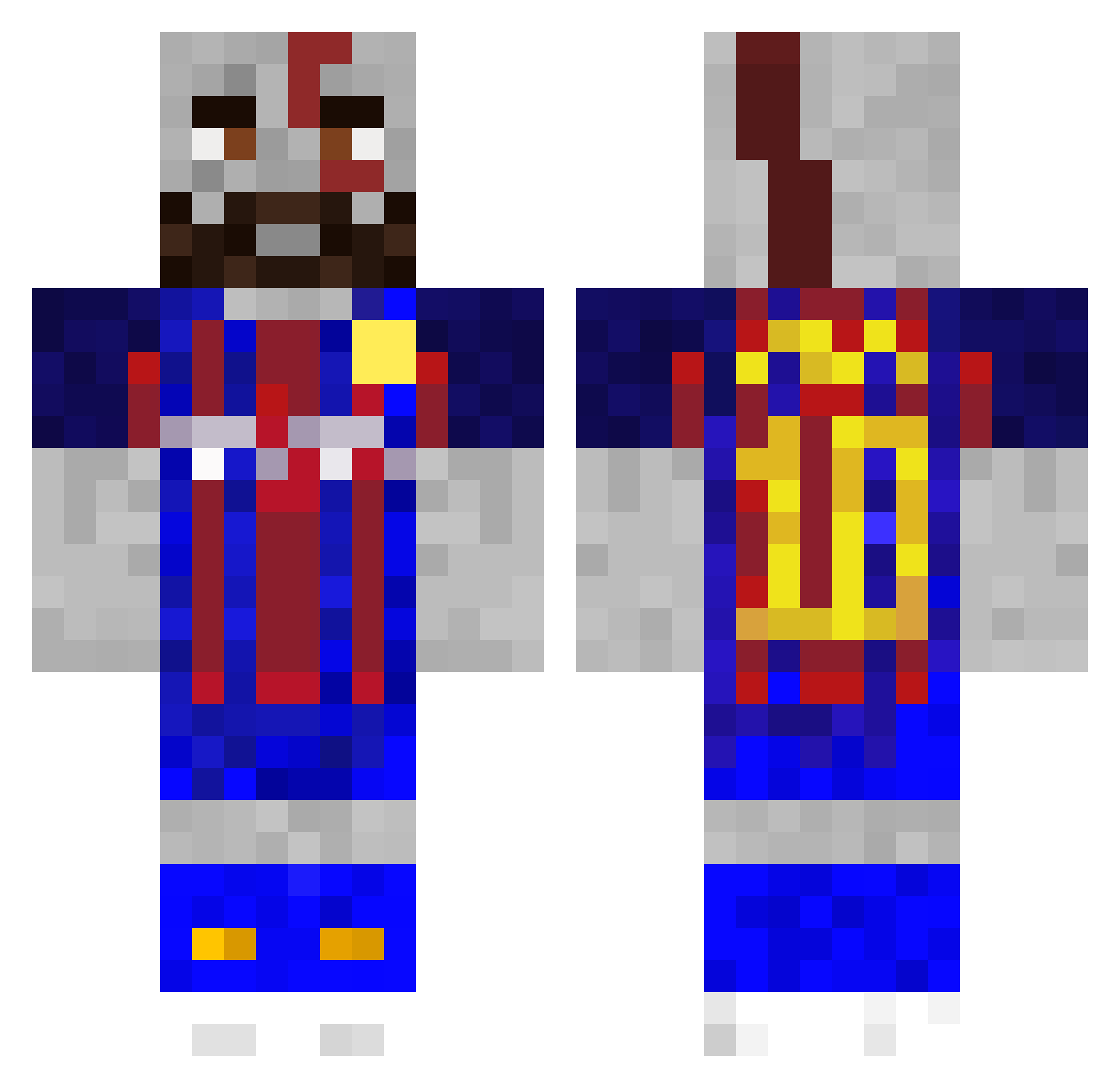 Focander Minecraft skin, front and back view