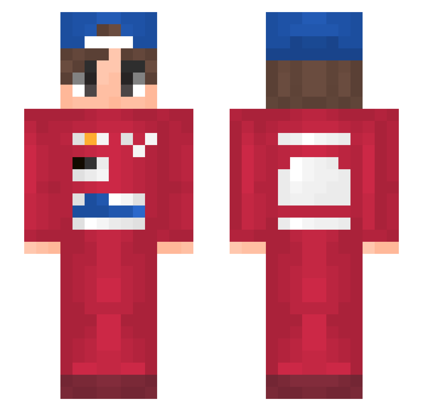 TripIt Minecraft skin, front and back view