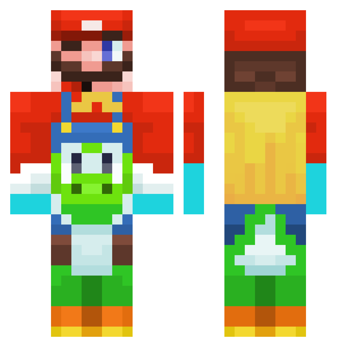 Palette_Tim Minecraft skin, front and back view