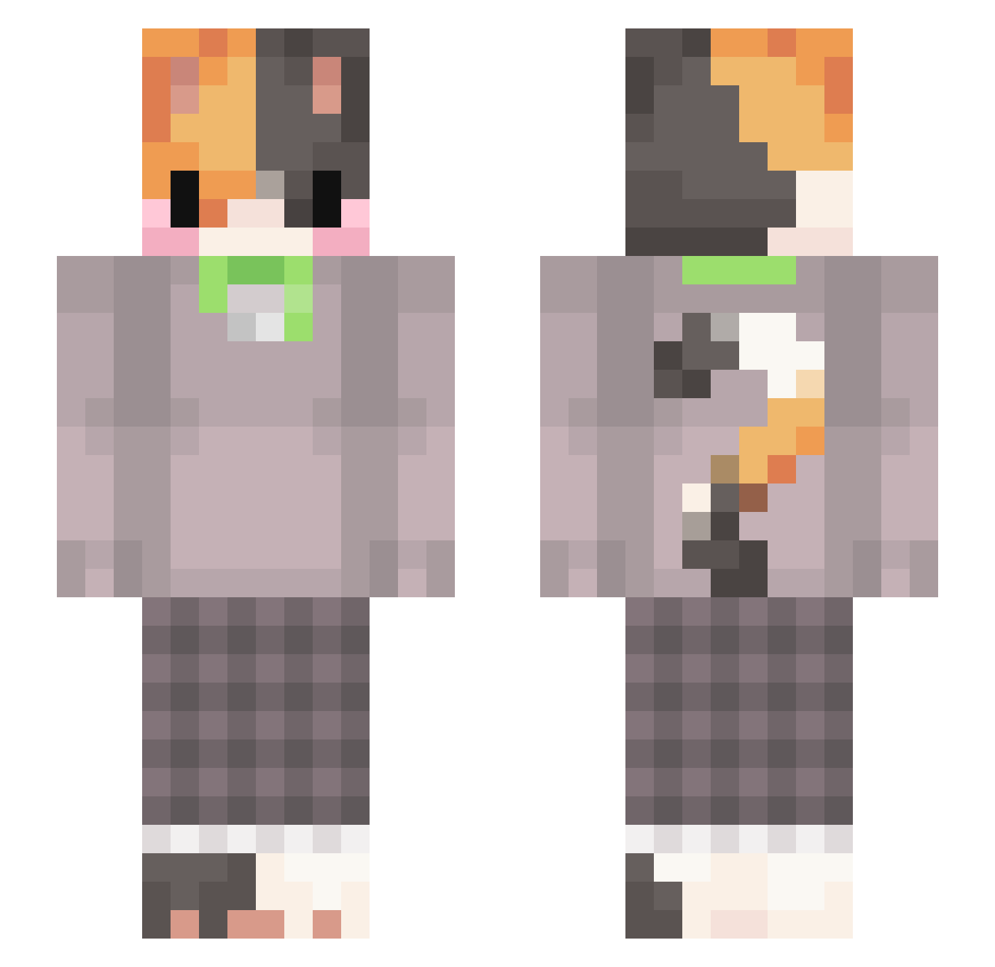 DE1M0Z Minecraft skin, front and back view