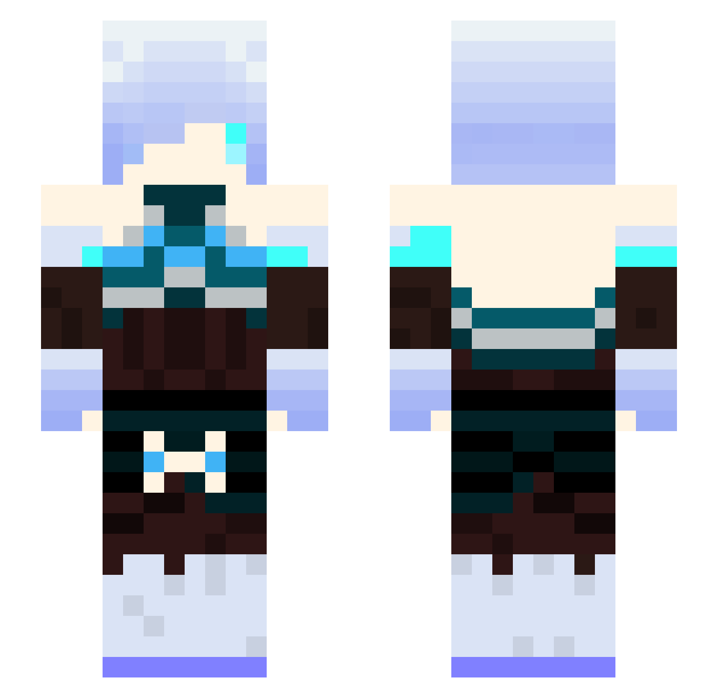 Amimia Minecraft skin, front and back view