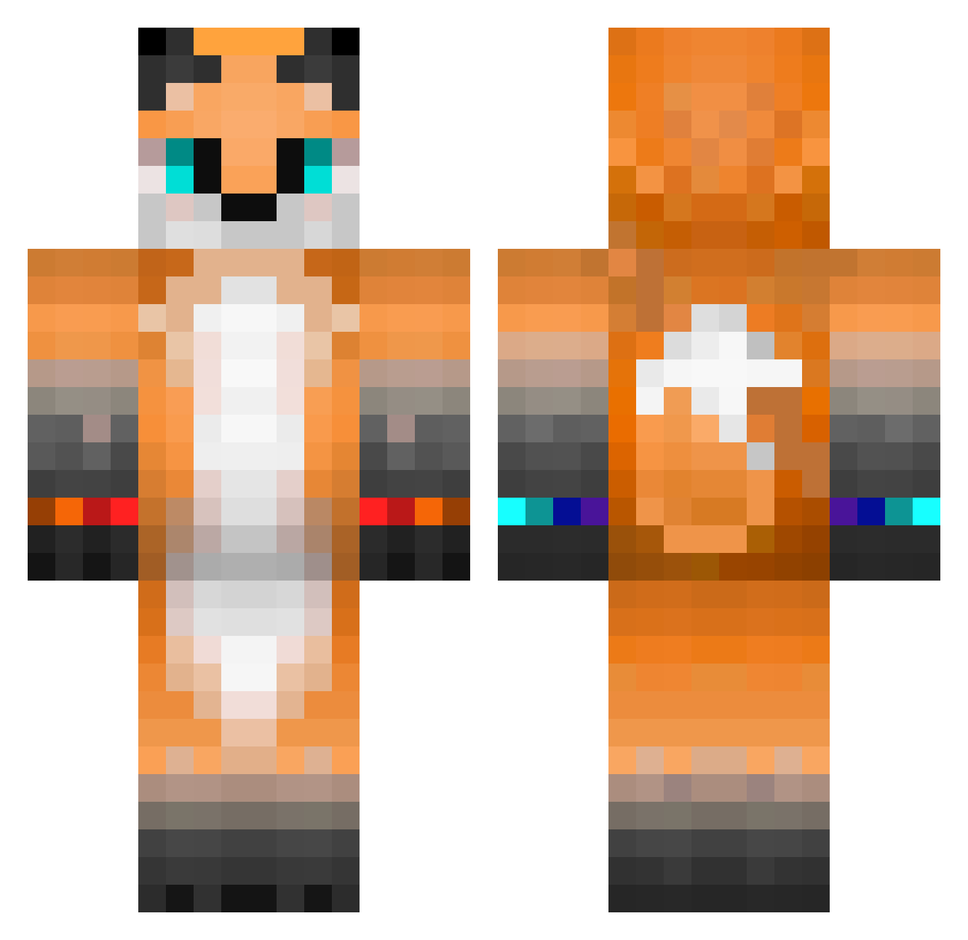 NotFouZer Minecraft skin, front and back view