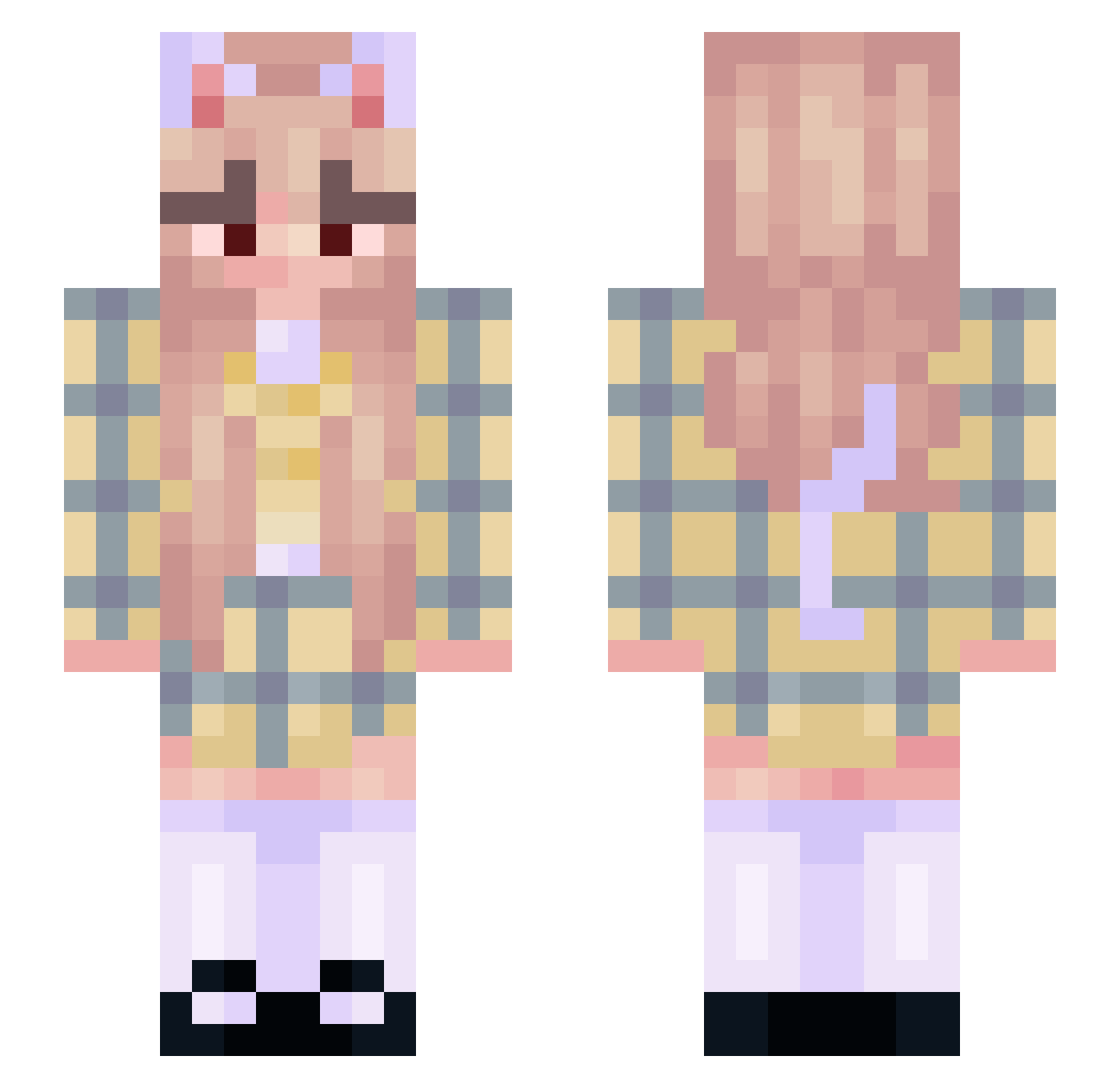 ptlx Minecraft skin, front and back view