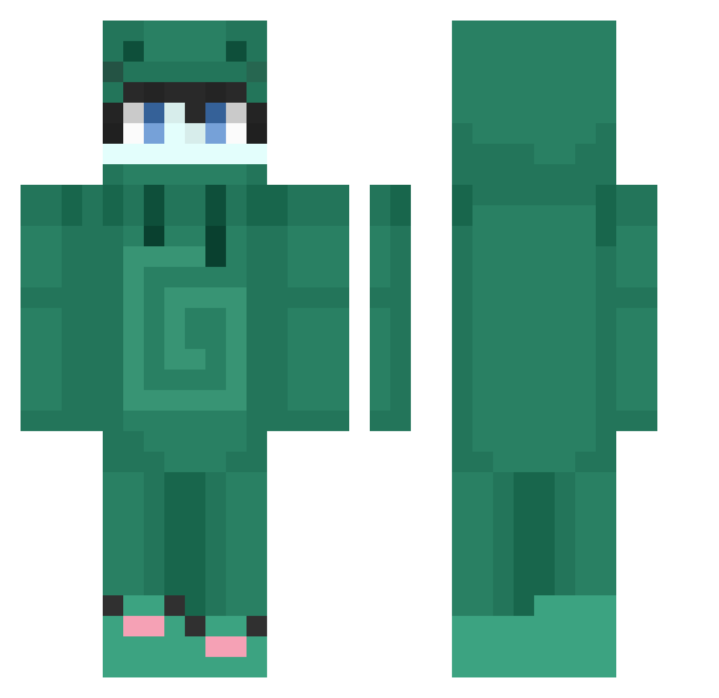Frogyii Minecraft skin, front and back view